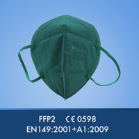 Grüne, CE-zertifizierte FFP2 NR Atemschutzmaske zum Infektionsschutz, inkl. bequemen Tragebügel